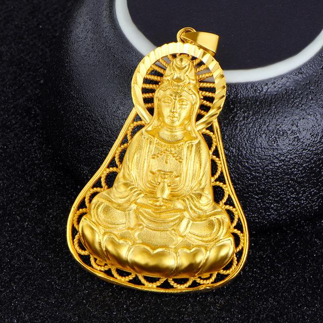 Gold Guanyin Buddha Lucky Amulet - FengshuiGallary