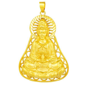 Gold Guanyin Buddha Lucky Amulet - FengshuiGallary