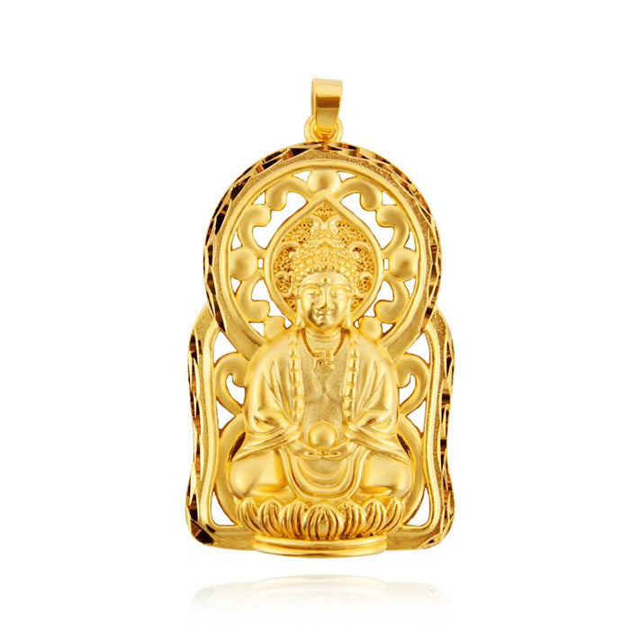 Gold Guanyin Buddha Lucky Pendant - FengshuiGallary