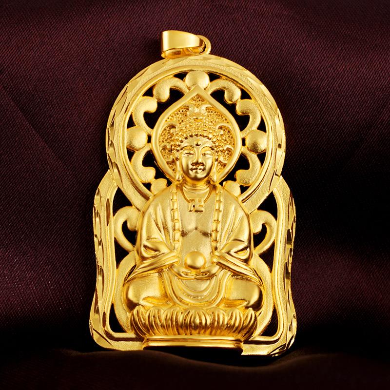 Gold Guanyin Buddha Lucky Pendant - FengshuiGallary