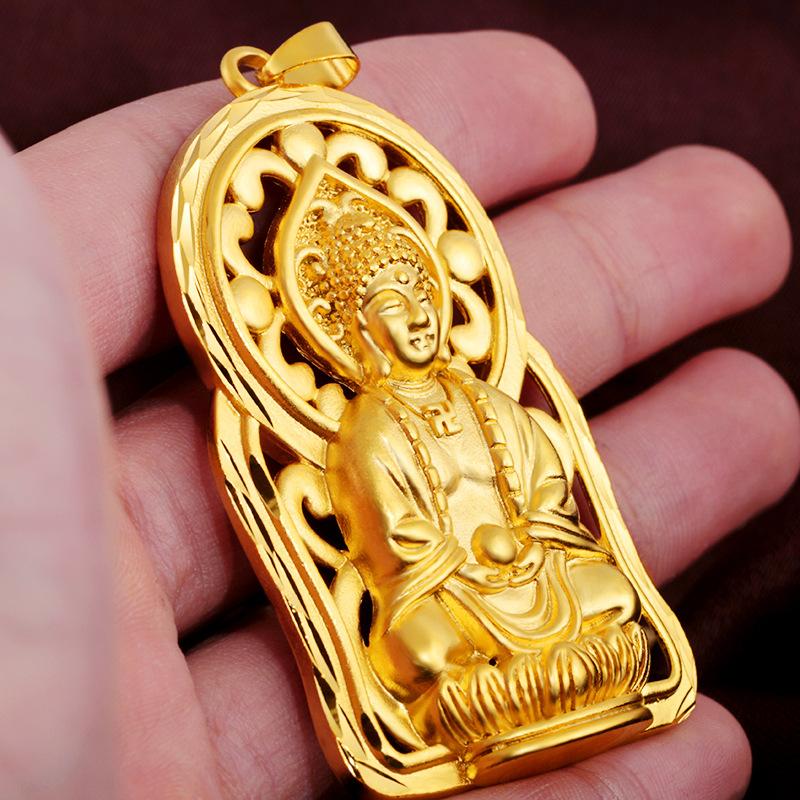 Gold Guanyin Buddha Lucky Pendant - FengshuiGallary