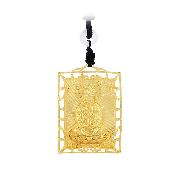 Gold Guanyin Buddha Protection Pendant - FengshuiGallary