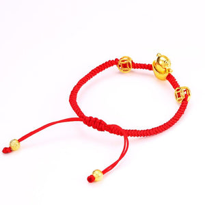 Gold Ingots Pig Red Rope Wealth Bracelet - FengshuiGallary