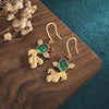 Gold Koi Fish Green Jade Lucky Earrings - FengshuiGallary