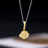Gold Lotus Cubic Zirconia Wealth Pendant 925 Silver Bracelet - FengshuiGallary