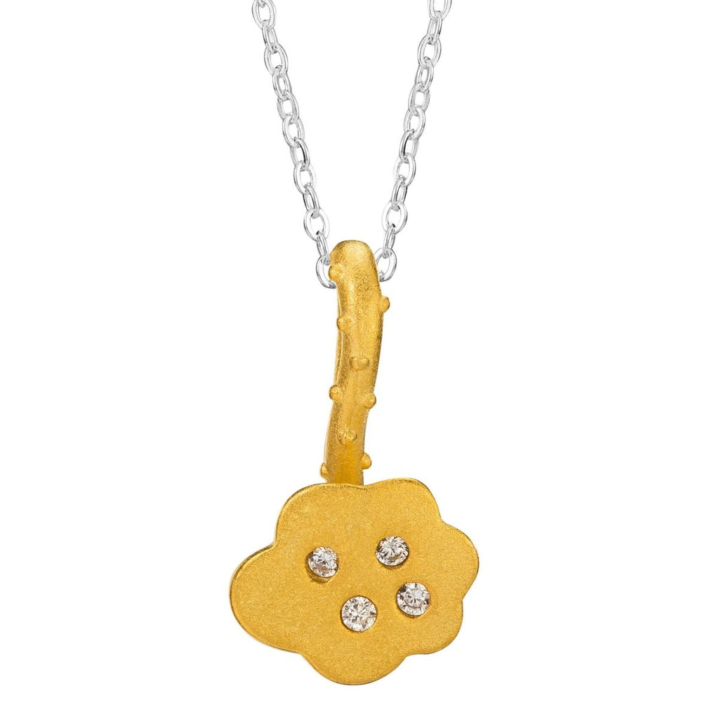 Gold Lotus Cubic Zirconia Wealth Pendant 925 Silver Bracelet - FengshuiGallary