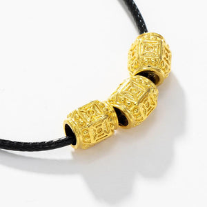 Gold Lucky Transfer Beads Leather Necklace - FengshuiGallary