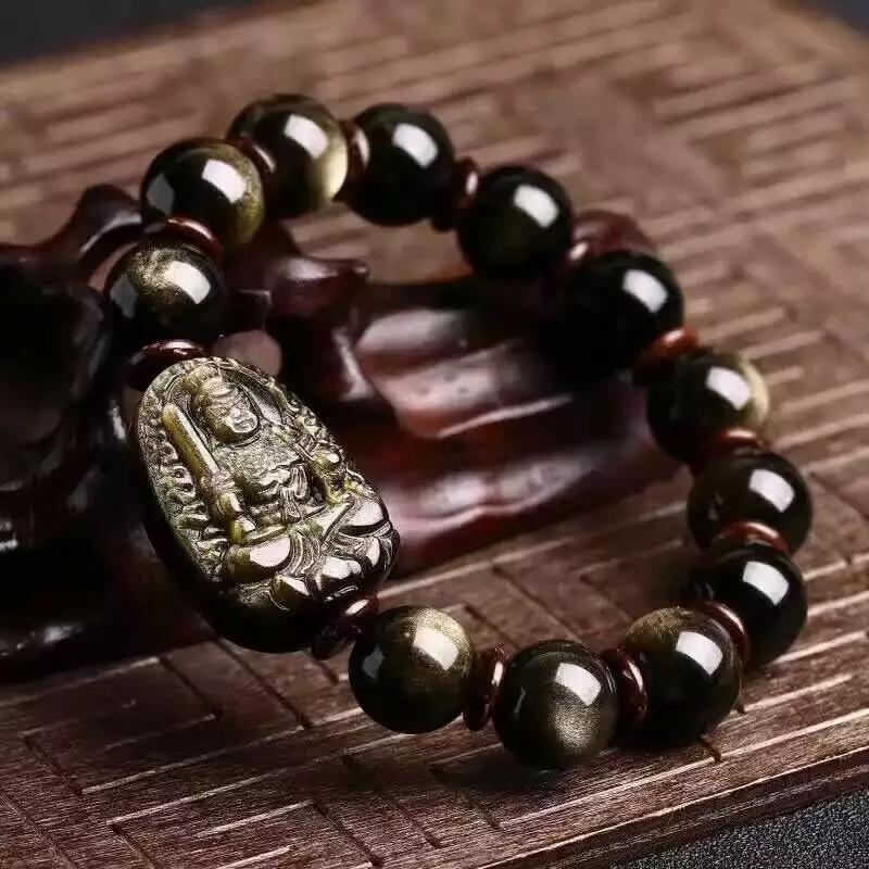 Gold Obsidian Buddha Proection Bracelet - FengshuiGallary