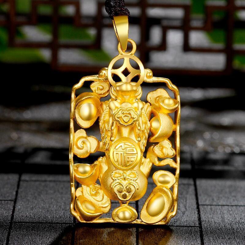 Gold Pixiu Feng Shui Coin Lucky Pendant - FengshuiGallary