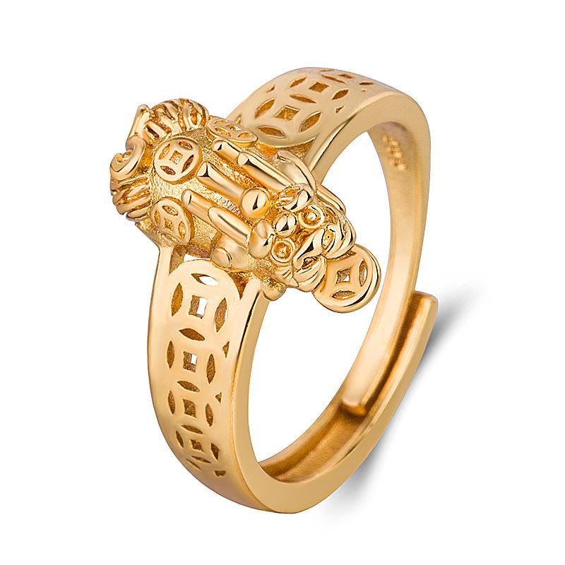 Gold Pixiu Feng Shui Coin Wealth Ring - FengshuiGallary