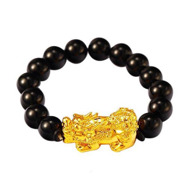 Gold Pixiu Feng Shui Mantra Bead Wealth Bracelet - FengshuiGallary