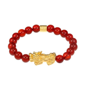 Gold Pixiu Garnet Beads Feng Shui Wealth Bracelet 2021 New Edition - FengshuiGallary