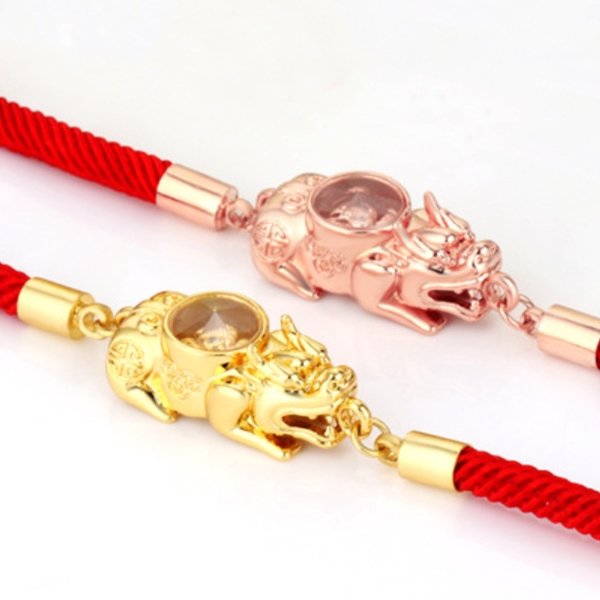 Gold Pixiu Lucky Rotatable Windmill Rope Bracelet - FengshuiGallary