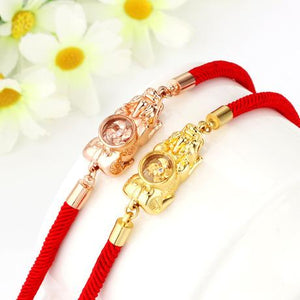 Gold Pixiu Lucky Rotatable Windmill Rope Bracelet - FengshuiGallary
