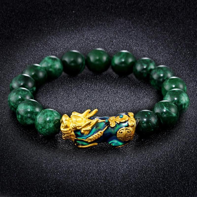 Gold Pixiu Protection Jade Bracelet - FengshuiGallary