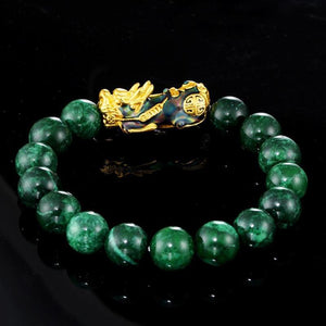Gold Pixiu Protection Jade Bracelet - FengshuiGallary