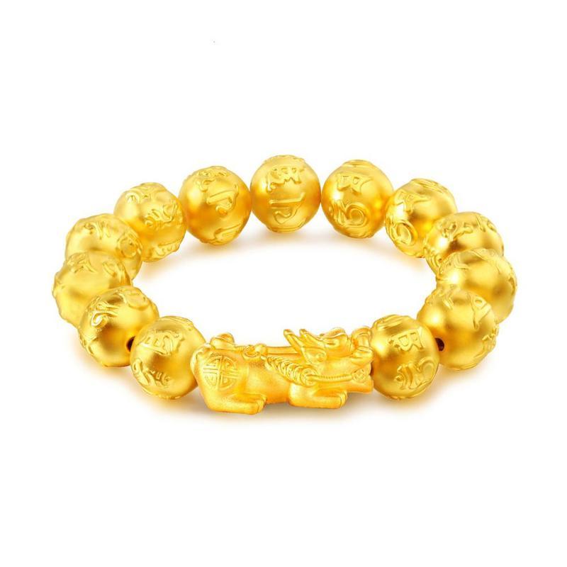 Gold Pixiu Wealth Mantra Bracelet - FengshuiGallary
