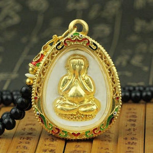 Gold Thai Hide Face Buddha Amulet Pendent - FengshuiGallary