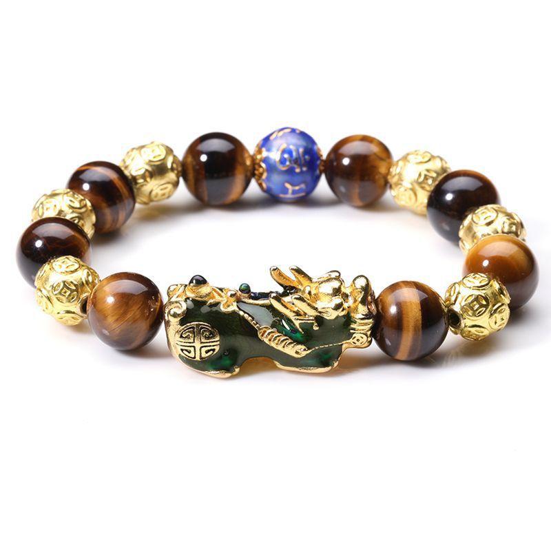 Gold Tiger Eye Color Changing Pixiu Protection Bracelet - FengshuiGallary