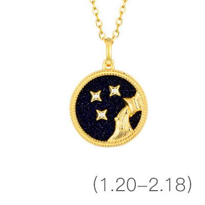 Gold Zodiac Sign 12 Constellation Lucky Amulet Pendants Necklace - FengshuiGallary