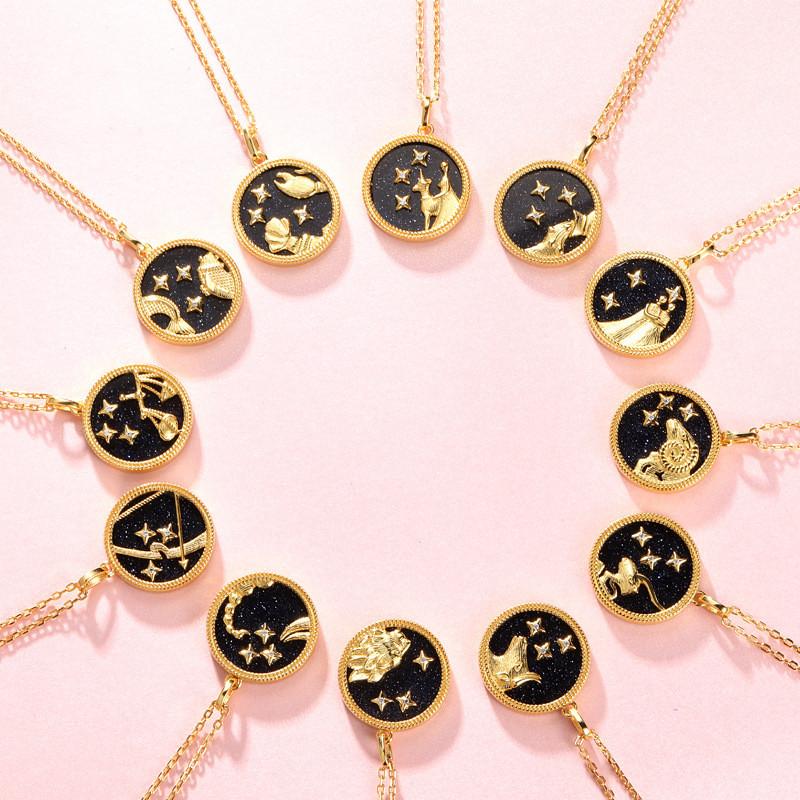 Gold Zodiac Sign 12 Constellation Lucky Amulet Pendants Necklace - FengshuiGallary