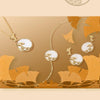 Golden Auspicious Ginkgo Leaf Pearl Charm Pendant Set - FengshuiGallary