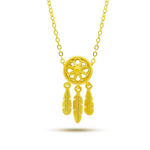 Golden Dreamcatcher Protection Pendant Necklace - FengshuiGallary