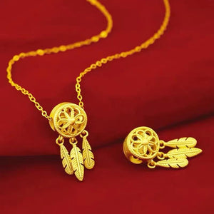 Golden Dreamcatcher Protection Pendant Necklace - FengshuiGallary