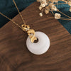 Golden Koi Fish White Jade Wealth Pendant Necklace - FengshuiGallary
