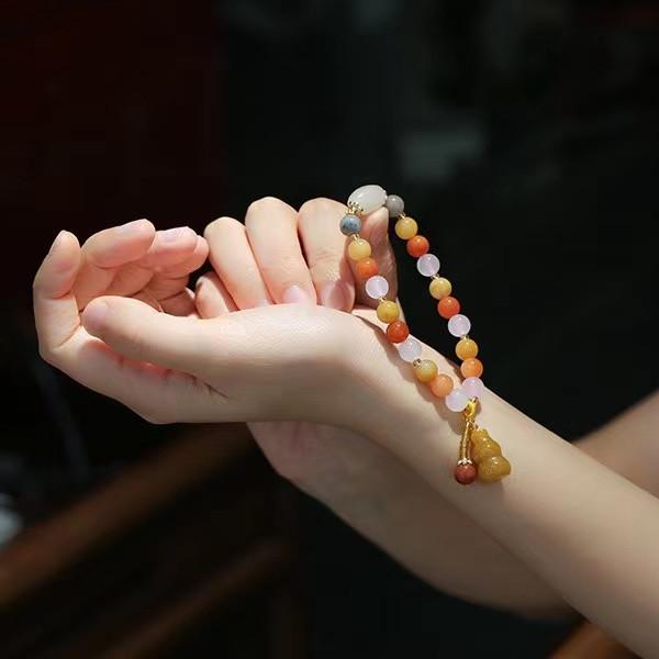 Golden Silk Jade Calabash Bracelet - FengshuiGallary