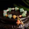 Golden Silk Jade Flower Bracelet-Natural Green Jade - FengshuiGallary