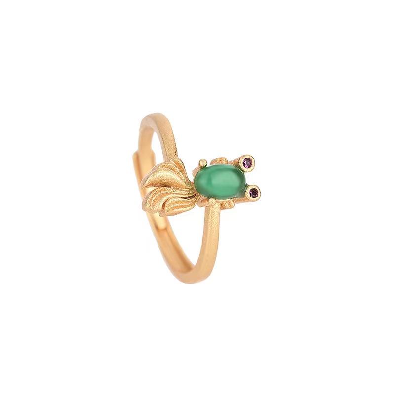 Goldfish Green Jade Wealth Ring - FengshuiGallary