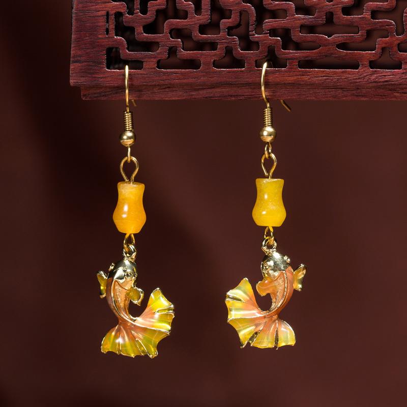 Goldfish Yellow Agate Earrings - FengshuiGallary
