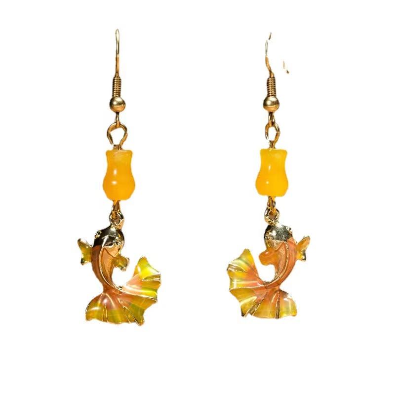 Goldfish Yellow Agate Earrings - FengshuiGallary