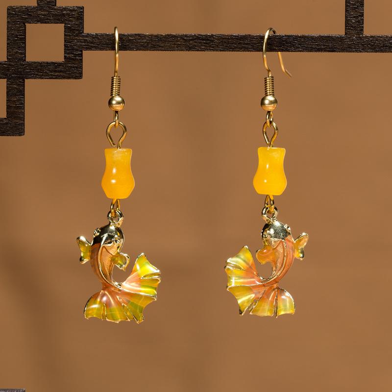 Goldfish Yellow Agate Earrings - FengshuiGallary
