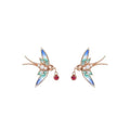 Good Luck Swallow Red Rhinestone Earring - FengshuiGallary