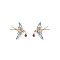 Good Luck Swallow Red Rhinestone Pendant Necklace - FengshuiGallary