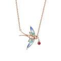 Good Luck Swallow Red Rhinestone Pendant Necklace - FengshuiGallary
