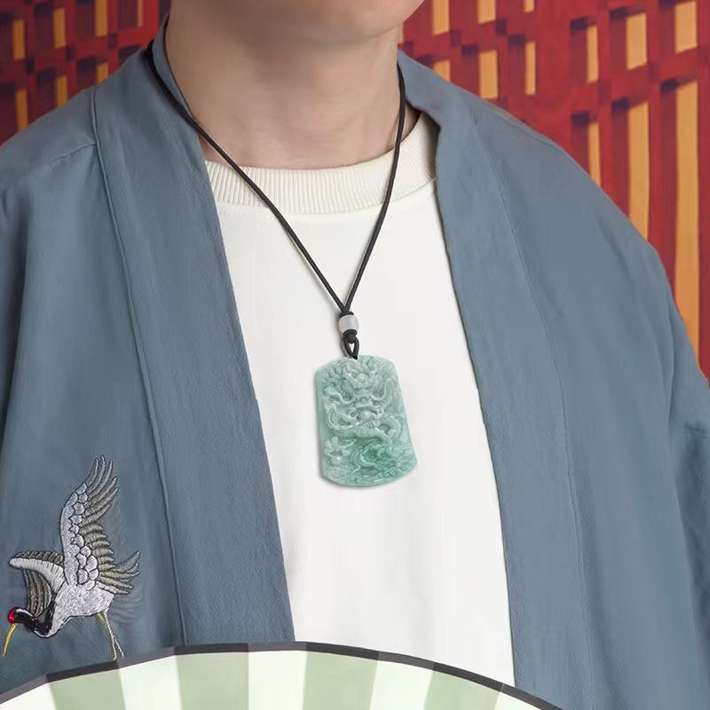 Grade A Jade Dragon Wealth Pendant - FengshuiGallary