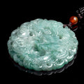 Grand A Natural Green Jade Auspicious Dragon Lucky Pendant Necklace - FengshuiGallary