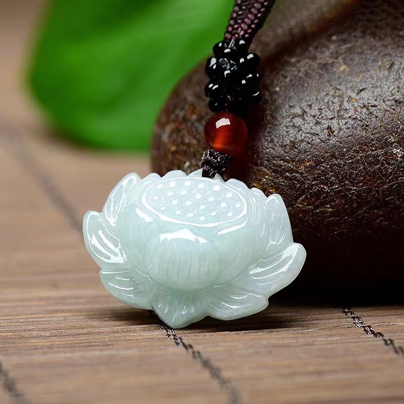 Grand A Natural Jade Pendant-Lotius Flower - FengshuiGallary