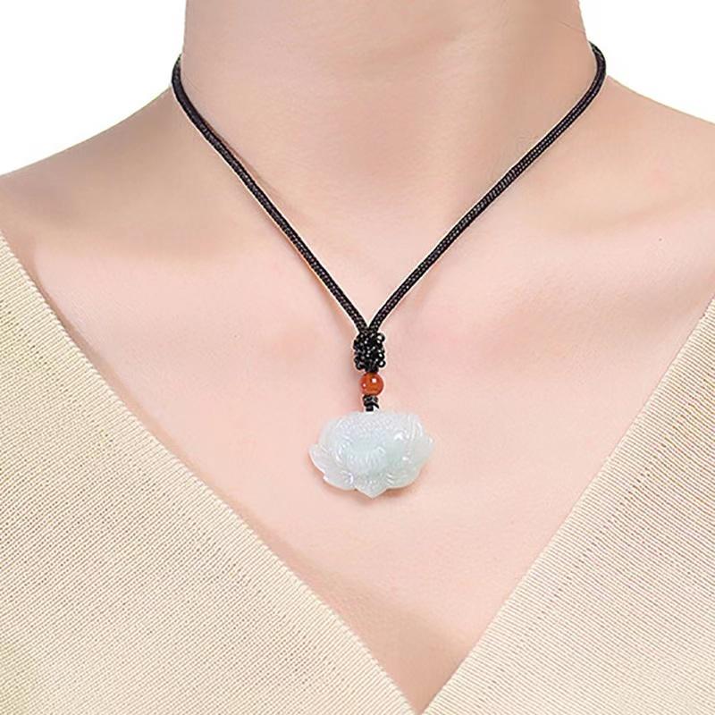 Grand A Natural Jade Pendant-Lotius Flower - FengshuiGallary