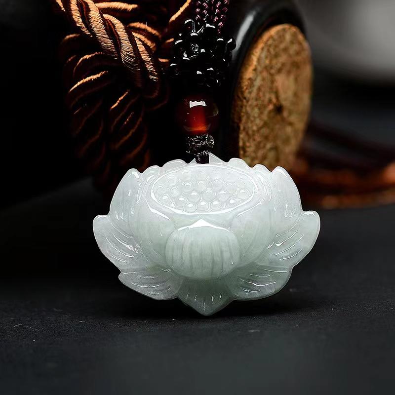 Grand A Natural Jade Pendant-Lotius Flower - FengshuiGallary