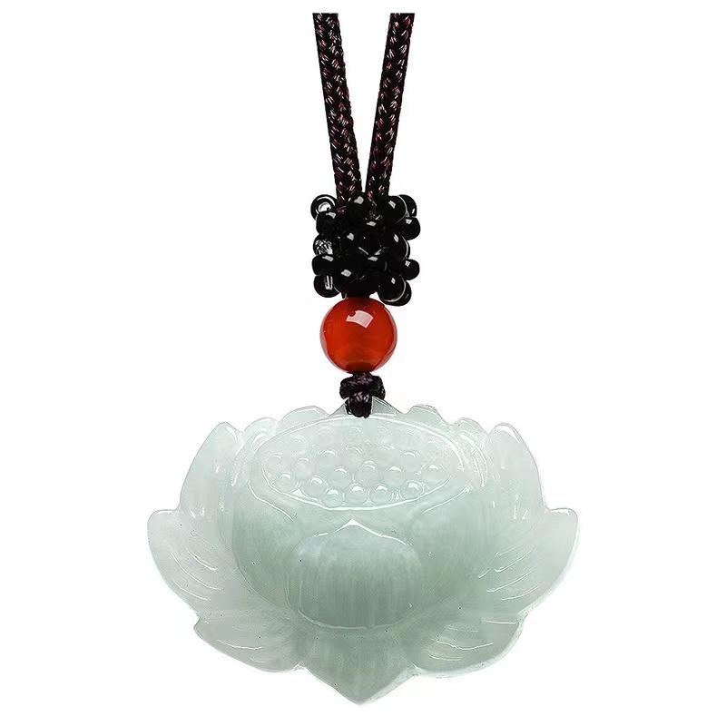 jade lotus plant Grade A Natural Jade Pendant-Lotius Flower