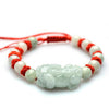 Grand A Natural White Jade Pixiu Red Rope Wealth Bracelet - FengshuiGallary