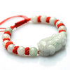 Grand A Natural White Jade Pixiu Red Rope Wealth Bracelet - FengshuiGallary