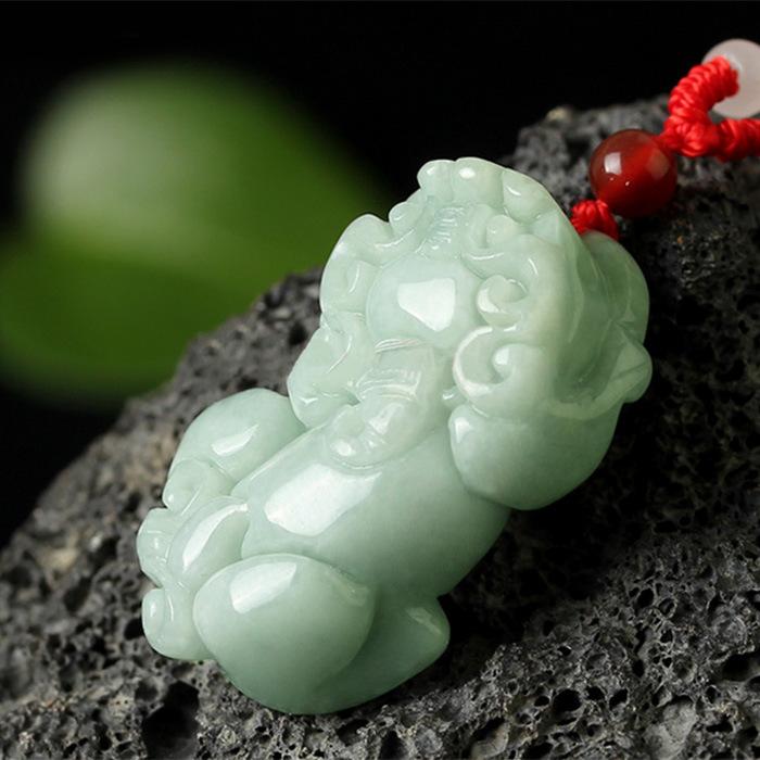 Grand A Natural White Jade Pixiu Wealth Pendant - FengshuiGallary