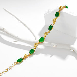 Green Agate Bracelet-24k Gold Plated - FengshuiGallary