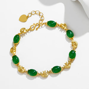 Green Agate Bracelet-24k Gold Plated - FengshuiGallary