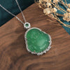 Green Agate Laughing Buddha Wealth Pendant Necklace - FengshuiGallary